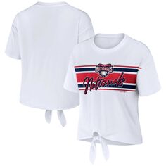 Женская одежда WEAR by Erin Andrews Белая футболка Washington Nationals с завязкой спереди Unbranded