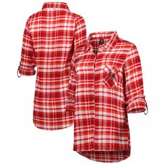 Женская фланелевая ночная рубашка с длинными рукавами и застежкой на все пуговицы Concepts Sport, красная/черная Tampa Bay Buccaneers Mainstay Unbranded