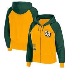 Женская одежда WEAR by Erin Andrews Gold Green Bay Packers худи с цветными блоками и молнией во всю длину Unbranded