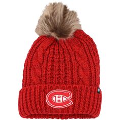 Женская красная вязаная шапка с манжетами и помпоном &apos;47 Montreal Canadiens Meeko Unbranded