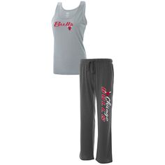 Женский спортивный комплект с принтом «Серый/угольный» Chicago Bulls, топ на бретелях и брюки больших размеров, комплект для сна для женщин Concepts Unbranded