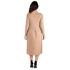 Женское расклешенное платье с длинными рукавами и карманами 24Seven Comfort Apparel 24Seven Comfort Apparel