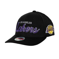 Мужская черная кепка с эластичной спинкой Mitchell &amp; Ness Los Angeles Lakers MVP Team Script 2.0