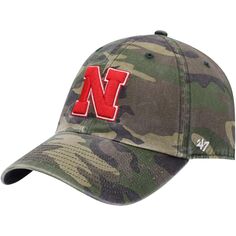 Мужская регулируемая шапка с камуфляжным принтом Nebraska Huskers &apos;47 Clean Up Core
