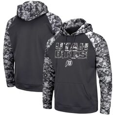 Мужской темно-серый пуловер с капюшоном и камуфляжным принтом Colosseum Utah Utes OHT в стиле милитари