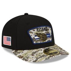 Мужская облегающая шляпа New Era Black/Camo Tennessee Titans 2021 Salute To Service Low Profile 59FIFTY