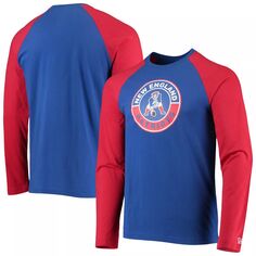 Мужская футболка New Era Royal/красная New England Patriots League реглан с длинным рукавом