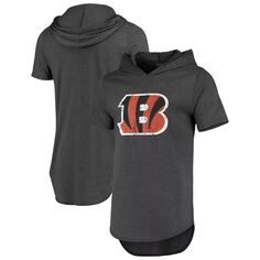 Мужская черная футболка с капюшоном и логотипом Majestic Threads Cincinnati Bengals Primary Tri-Blend
