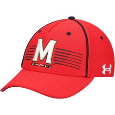 Мужская красная шляпа Under Armour Maryland Terrapins Iso-Chill Blitzing Accent Flex Hat
