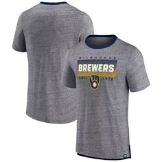 Мужская серая футболка Fanatics с логотипом Milwaukee Brewers Iconic Team Element в крапинку Ringer