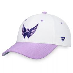 Мужская фирменная белая/фиолетовая бейсболка Washington Capitals Authentic Pro Hockey Fights Cancer Snapback Hat Fanatics