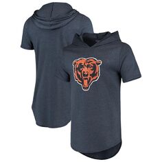 Мужская футболка Majestic Threads темно-синего цвета с логотипом Chicago Bears Tri-Blend