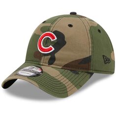 Мужская камуфляжная мужская регулируемая кепка Chicago Cubs Woodland Core Classic 9TWENTY New Era