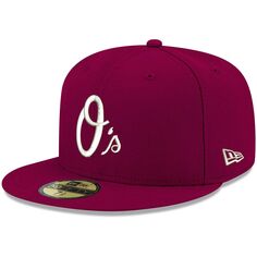 Мужская приталенная шляпа с белым логотипом New Era Cardinal Baltimore Orioles 59FIFTY