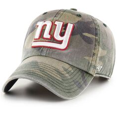 Мужская регулируемая кепка с камуфляжным принтом &apos;47 New York Giants Woodland Clean Up