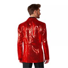 Мужской костюм Suitmeister с блестками, красный блестящий облегающий пиджак для рождественской вечеринки