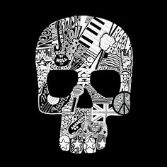 Рок-н-ролльный череп — мужская футболка с надписью Word Art LA Pop Art