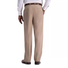 Мужские эластичные классические брюки классического кроя Haggar Premium Comfort с расширяемой талией и плоской передней частью