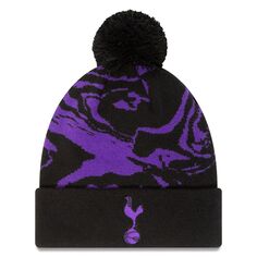 Мужская черная вязаная шапка с манжетами и помпоном с принтом New Era Tottenham Hotspur