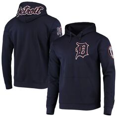 Мужской пуловер с капюшоном и логотипом команды Pro Standard темно-синего цвета Detroit Tigers Team