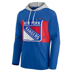 Мужской пуловер с капюшоном Fanatics синего/красного цвета с надписью New York Rangers Block Party, непревзойденный пуловер с капюшоном