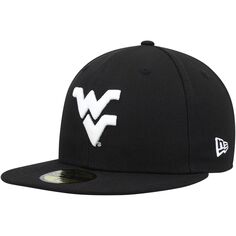 Мужская приталенная шляпа New Era West Virginia Mountaineers черно-белая 59FIFTY