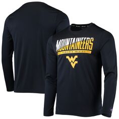 Мужская темно-синяя футболка с длинными рукавами и надписью Champion West Virginia Mountaineers