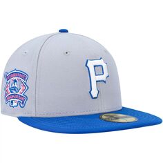 Мужская приталенная шляпа New Era серо-синяя Pittsburgh Pirates Dolphin 59FIFTY