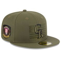 Мужская облегающая шляпа New Era Green Colorado Rockies 2023, посвященная Дню вооруженных сил 59FIFTY