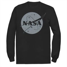 Мужская простая классическая футболка с круглым логотипом NASA и длинными рукавами Licensed Character