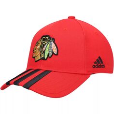 Мужская регулируемая кепка с тремя полосками adidas Red Chicago Blackhawks Locker Room