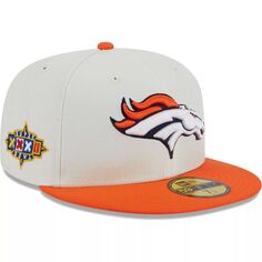 Мужская приталенная шляпа New Era Cream Denver Broncos Retro 59FIFTY