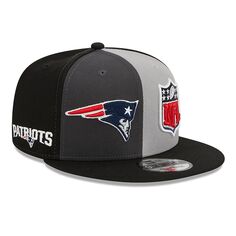 Мужская кепка New Era черного/серого цвета New England Patriots 2023 Sideline 9FIFTY Snapback