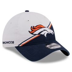 Мужская регулируемая кепка New Era White/темно-синяя Denver Broncos 2023 Sideline 9TWENTY