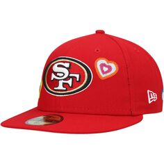 Мужская облегающая шляпа New Era Scarlet San Francisco 49ers Chain Stitch Heart 59FIFTY