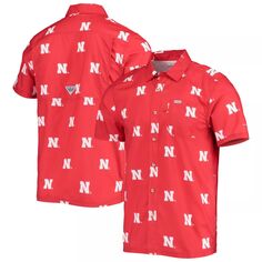 Мужская рубашка на пуговицах Columbia Scarlet Nebraska Huskers Super Slack Tide Omni-Shade