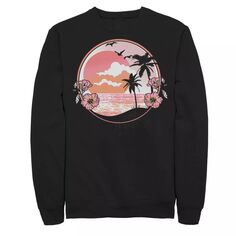 Мужской розовый свитшот с пляжным пейзажем в стиле ретро Generic