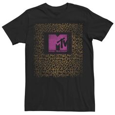 Мужская футболка с леопардовым принтом и логотипом MTV Music Television Licensed Character