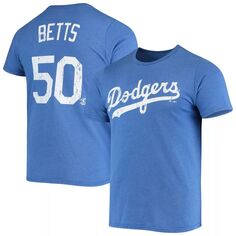 Мужская футболка Majestic Threads Mookie Betts Royal Los Angeles Dodgers с именем и номером Tri-Blend