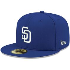 Мужская приталенная шляпа New Era Royal San Diego Padres Logo белая 59FIFTY
