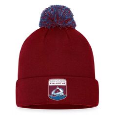 Мужская вязаная шапка с манжетами и помпоном для драфта НХЛ 2023 Fanatics бордового цвета с логотипом Colorado Avalanche