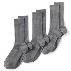 Мужские хлопковые классические носки с бесшовным носком Lands End, 3 пары Lands&apos; End