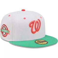 Мужская облегающая шляпа New Era белого/зеленого цвета Washington Nationals 10th Anniversary Watermelon Lolli 59FIFTY