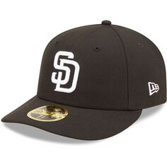 Мужская приталенная шляпа New Era San Diego Padres черно-белая с низким профилем 59FIFTY