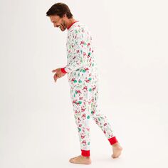 Мужские Jammies For Your Families Уютный пижамный комплект из микрофлиса с верхом и низом Doodle Santa