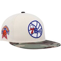 Мужская кремовая/камуфляжная шляпа Mitchell &amp; Ness Philadelphia 76ers Hardwood Classics 1976 NBA All-Star Game Off, белая камуфляжная облегающая шляпа
