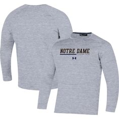 Мужской серый флисовый пуловер с регланом Under Armour Notre Dame Fighting Irish Sideline, толстовка