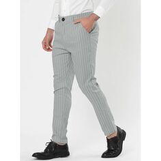 Мужские классические брюки в полоску, брюки с плоской передней частью, деловые брюки Lars Amadeus