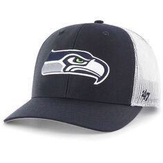 Мужская темно-синяя регулируемая кепка дальнобойщика Seattle Seahawks &apos;47 College