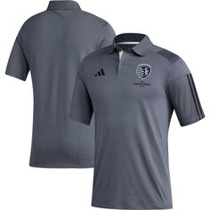 Мужская футболка-поло для тренировок adidas Grey Sporting Kansas City 2023 On-Field Training